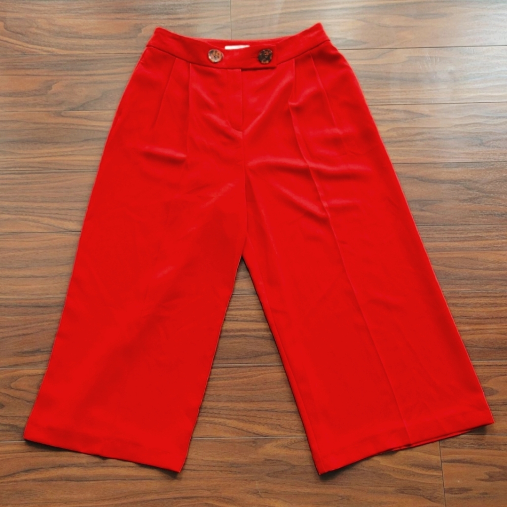 Topshop Wide Leg Pleated Trousers Size 6